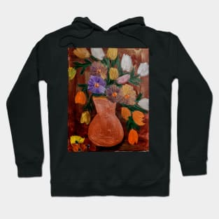 Some abstract mixed flowers in a metallic vase Hoodie